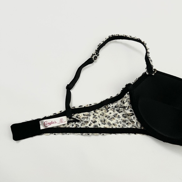 candies | leopard print embroider lace lined underwire demi push up bra | sz 36b - Picture 6 of 8